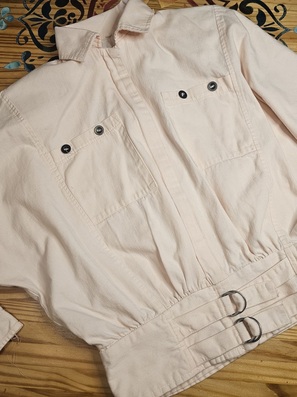 Light Pink Women's Utility Jacket with Belted Waist